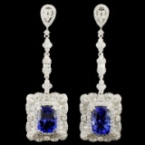 18K Gold 9.48ct Tanzanite & 5.15ctw Diamond Earrin