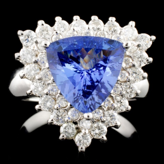 14K Gold 2.45ct Tanzanite & 2.45ctw Diamond Ring