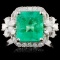 18K White Gold 2.60ct Emerald & 0.77ct Diamond Rin