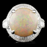 18K Gold 11.60ct Opal & 0.78ctw Diamond Ring