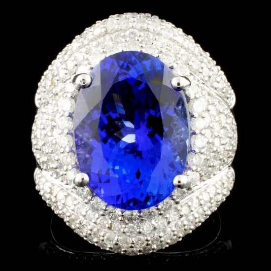 18K Gold 8.30ct Tanzanite & 2.18ctw Diamond Ring