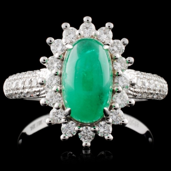 18K White Gold 1.84ct Emerald & 0.62ct Diamond Rin