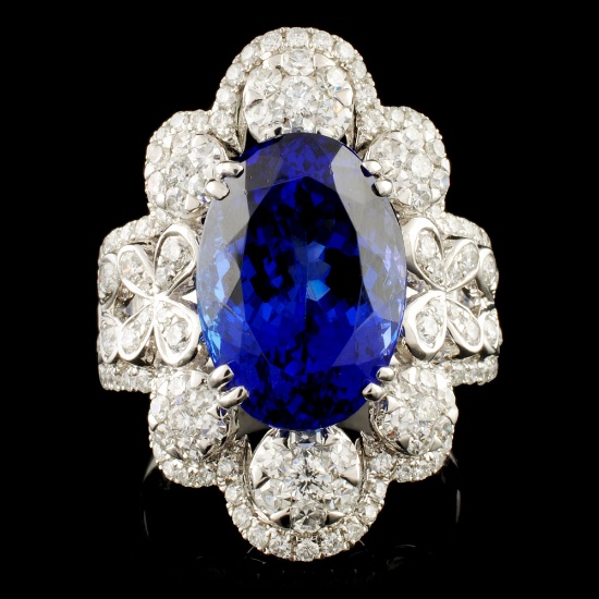 18K Gold 8.23ct Tanzanite & 1.43ctw Diamond Ring