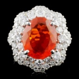 18K Gold 3.15ct Fire Opal & 2.05ctw Diamond Ring