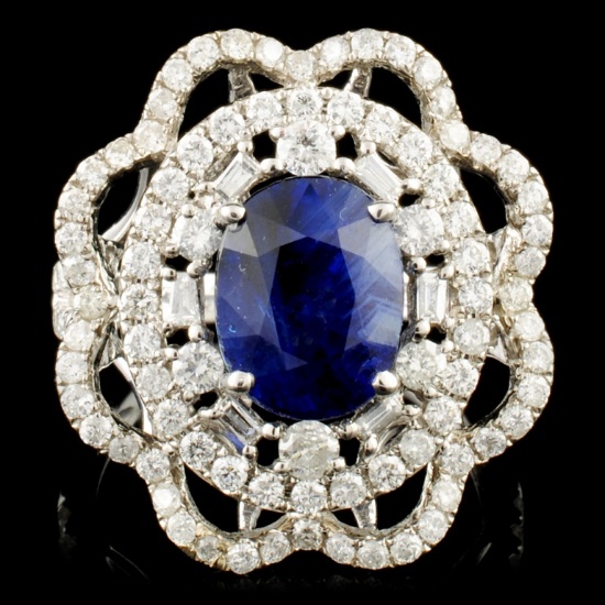 18K Gold 4.03ct Sapphire & 1.67ctw Diamond ring