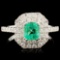 18K Gold 0.62ct Emerald & 0.79ctw Diamond Ring