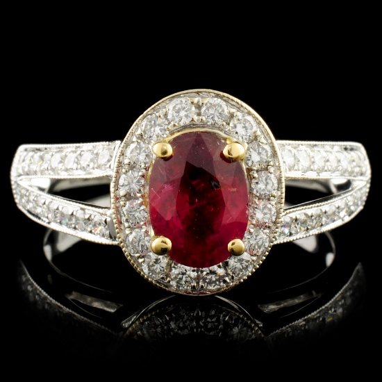 18K Gold 1.08ct Ruby & 0.55ctw Diamond Ring