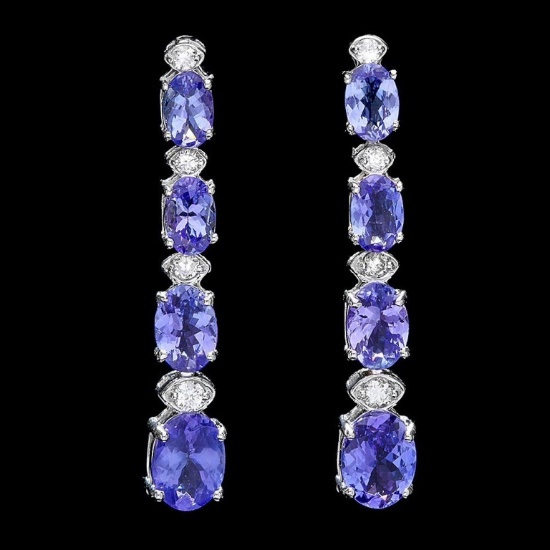 14k Gold 7.00ct Tanzanite & 0.50ct Diamond Earrin