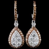 14K White Gold 2.53ctw Fancy Color Diamond Earring