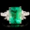 18K Gold 3.69ct Emerald & 0.61ctw Diamond Ring