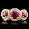 14K Yellow Gold 1.85ct Ruby & 0.63ct Diamond Ring