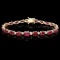 14k Gold 17.00ct Ruby & 0.70ct Diamond Bracelet