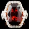 18K Gold 16.46ct Garnet & 1.81ctw Diamond Ring