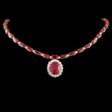 14K Rose Gold 40.16ctw Ruby & 2.33ct Diamond Neckl