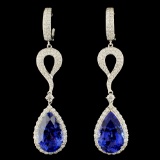 18K Gold 17.66ct Tanzanite & 2.62ctw Diamond Earri