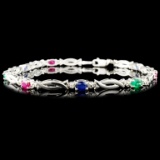 10K Gold 1.44ct Sapphire & 0.01ctw Diamond Bracele