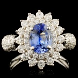 18K Gold 0.99ct Sapphire & 1.04ctw Diamond Ring