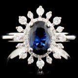 14K Gold 1.05ct Sapphire & 0.39ctw Diamond Ring