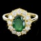 14K Gold 2.00ct Emerald & 1.00ctw Diamond Ring