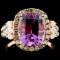 14K Gold 3.40ct Amethyst & 0.81ctw Diamond Ring