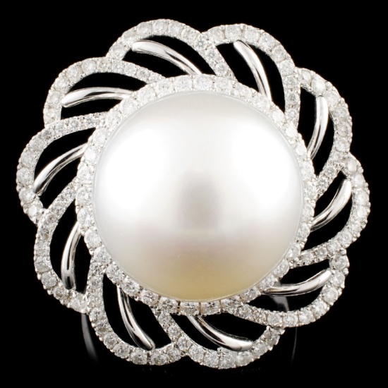 18K Gold 15.00MM Pearl & 1.02ctw Diamond Ring