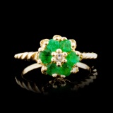 14K Gold 0.60ctw Emerald & 0.03ctw Diamond Ring