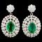 14K Gold 1.39ct Emerald & 1.52ctw Diamond Earrings