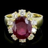 14K Gold 6.00ct Ruby & 1.00ctw Diamond Ring