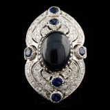 14K Gold 11.24ct Sapphire & 1.45ctw Diamond Ring