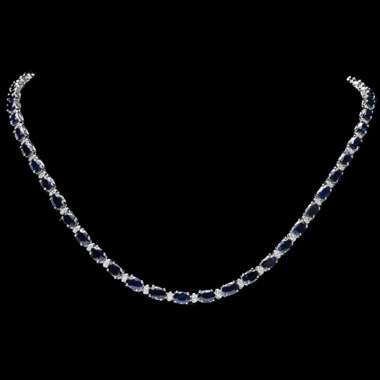 14k Gold 25.00ct Sapphire & 1.00ct Diamond Neckla