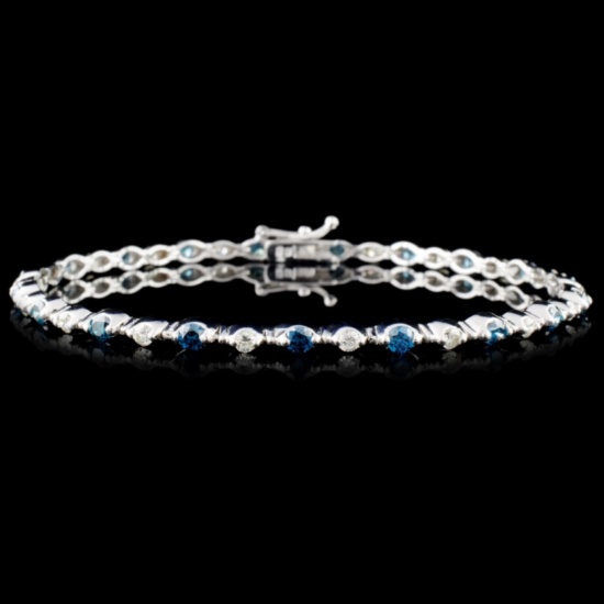 18K White Gold 1.98ctw Fancy Color Diamond Bracele