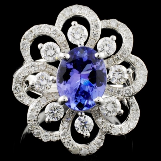 18K White Gold 1.75ct Tanzanite & 1.22ct Diamond R