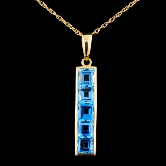 14K Gold 2.00ct Topaz Pendant