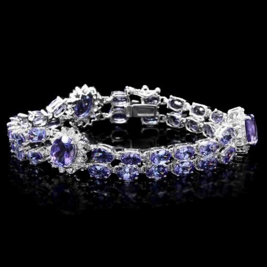 14k Gold 20.00ct Tanzanite & 1.50ct Diamond Brace