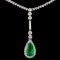 18K White Gold 1.81ct Emerald & 4.15ct Diamond Nec