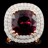 18K Gold 8.65ct Tourmaline & 1.44ctw Diamond Ring