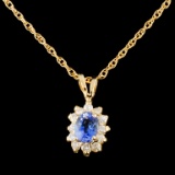 14K Gold 0.45ct Sapphire & 0.18ctw Diamond Pendant