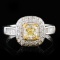 18k White Gold 1.25ctw Fancy Yellow Diamond Ring