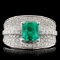 18K White Gold 1.57ct Emerald & 0.87ct Diamond Rin