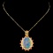 14K Gold 2.50ct Opal & 0.35ctw Diamond Pendant