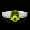 14k White Gold 1.63ct Peridot & 0.43ctw Diamond Ri