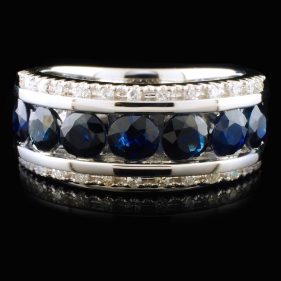 14K White Gold 2.02ct Sapphire & 0.13ctw Diamond R