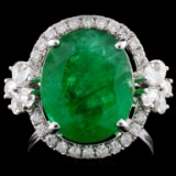 18K White Gold 6.19ct Emerald & 0.82ct Diamond Rin