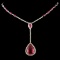 14K Gold 9.94ct Rubellite & 1.56ctw Diamond Neckla