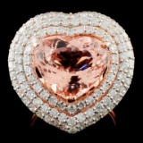 14K Gold 6.34ct Morganite & 2.17ctw Diamond Ring