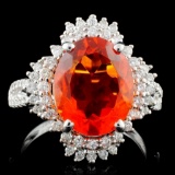 18K Gold 3.25ct Fire Opal & 0.54ct Diamond Ring