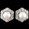 18K Gold 11MM Pearl & 1.85ctw Diamond Earrings