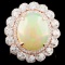 14K Gold 4.66ct Opal & 1.15 Diamond Ring