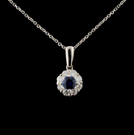 18K White Gold 0.36ct Sapphire & 0.46ct Diamond Pe