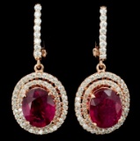 14K Rose Gold 3.91ct Ruby & 0.95ct Diamond Earring